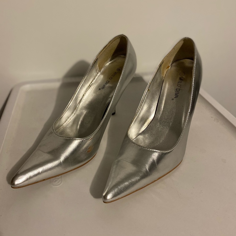 Silver high heels